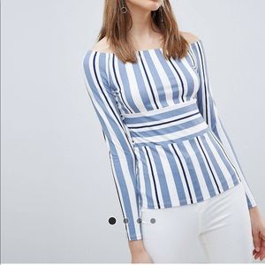 Bardot Striped Off the Shoulder Top